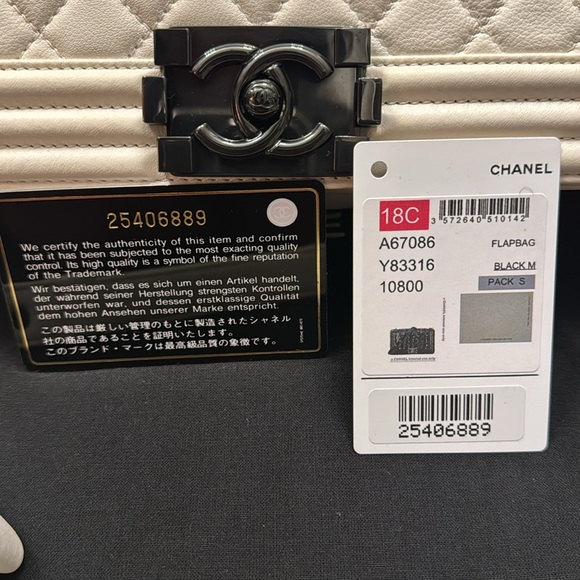 Authentic Chanel Ivory Black Boy Flap Bag - Picture 2 of 15